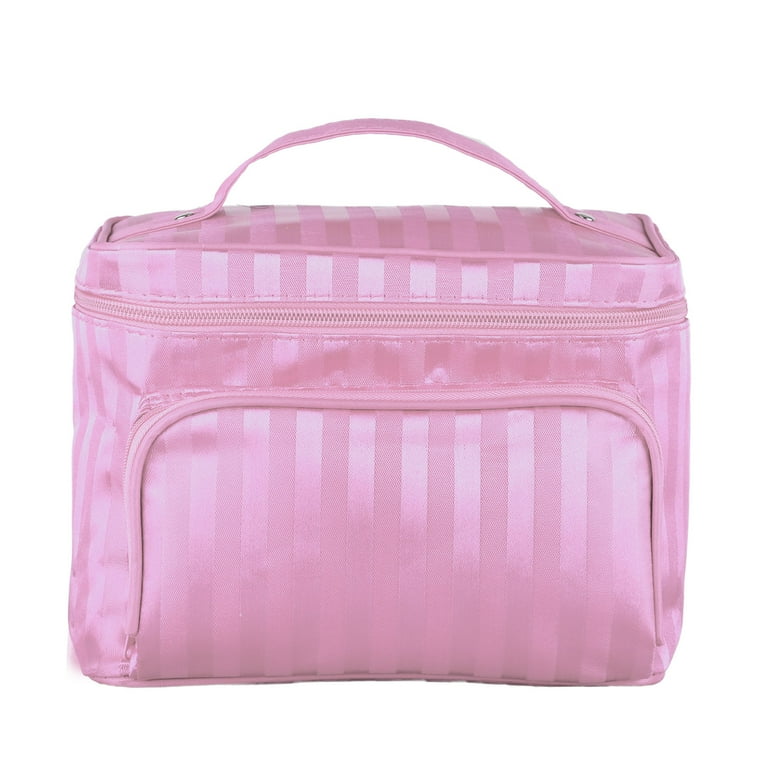 Large Travel Makeup Bag Professional Cosmetic Case, Striped