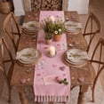 thumbnail image 2 of Sm:)e Pink Tassel Table Runner, 13x36 Inches, Boho Linen Blend Rustic Farmhouse Style, Holiday Wedding Party Kitchen Table Decor, 2 of 6