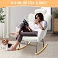 thumbnail image 6 of UHOMEPRO Modern Teddy Fabric Rocking Chair, Accent Rocker Chair with High Backrest, Accent Glider Rocker for Living Room Bedroom Playroom, White, 6 of 8