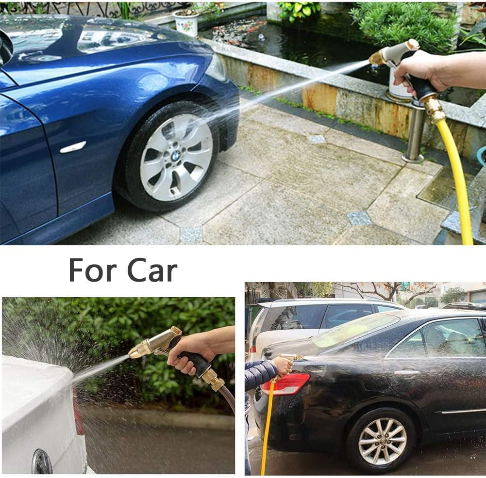 FANHAO Garden Hose Nozzle, Heavy Duty Metal Watering Hose Nozzle with 4 Patterns, Abs Non-Slip Grip