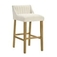 thumbnail image 2 of Fauna Modern Transitional Wood Bar Height Kitchen Bar Stool in Amber Glow Finish with White Boucle Fabric Upholstered Seat - Set of 4, 2 of 5