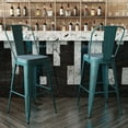 thumbnail image 3 of BizChair Commercial Grade 30" High Kelly Blue-Teal Metal Indoor-Outdoor Barstool with Back with Teal-Blue Poly Resin Wood Seat, 3 of 13