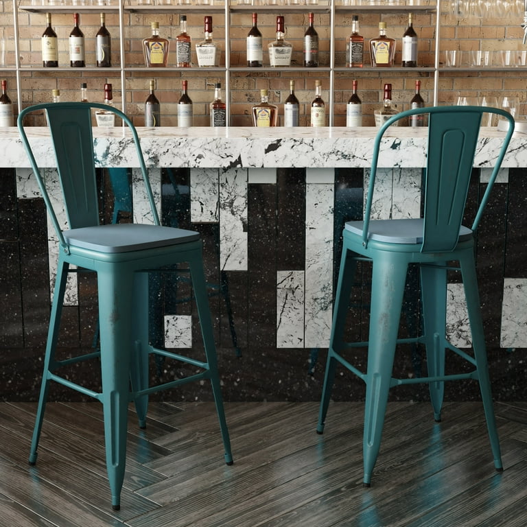 Flash Furniture High Kelly Bar Stool, Kelly Blue-Teal