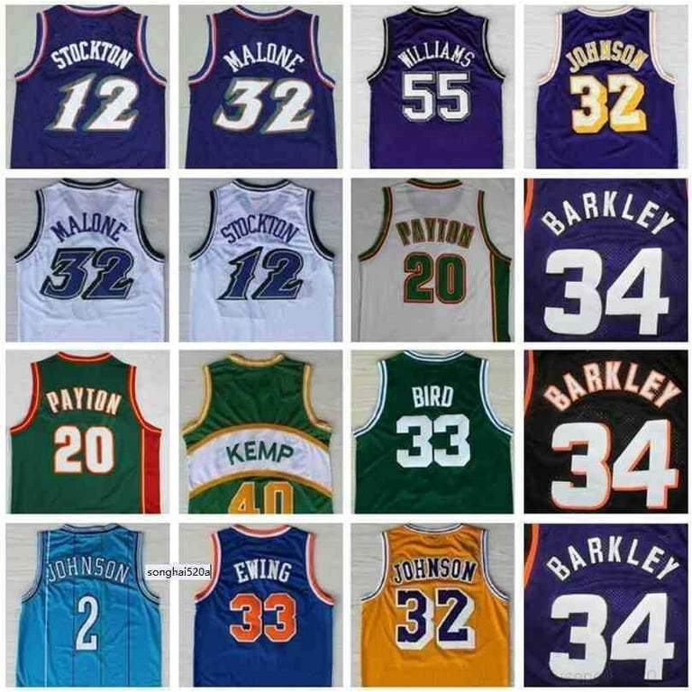 NBA_ Retro Basketball Jerseys 33 Larry 12 Stockton 32 Karl Malone Jason  Williams Ewing Gary Payton Kemp Barkley Jersey Nca''nba''jersey 
