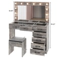 thumbnail image 5 of Vanity Desk with Power Outlet, Makeup Vanity with Lighted Mirror, 3 Lighting Modes Adjustable 12 LED Lights, 7 Drawers Vanity Set with Glass Top, Vanity Table with Chair for Bedroom (Grey), 5 of 9