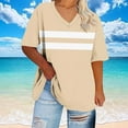 thumbnail image 3 of Generic Plus Size Womens T Shirts Loose Fit Short Sleeve Tees V Neck Color Block Summer Tops 2025 Fashion, 3 of 4