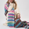 thumbnail image 5 of Winter Women Scarf Tasseled Striped Thick Soft Windproof Rainbow Elegant Vintage Shawl Wraps Warm, 5 of 7