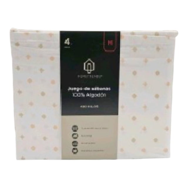 Juego de Sábanas Home Trends Matrimonial de 400 Hilos de Algodón Multicolor 4 Piezas