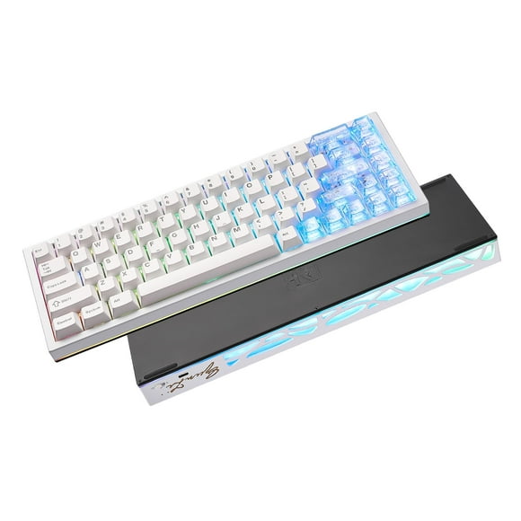YUNZII AL65 Wireless Mechanical Keyboard, Full Aluminum CNC,Support QMK/VIA Software Gasket Structure,60% Hot Swappable with RGB Backlit BT/2.4G/USB-C for Mac/Windows(White, Milk V2)