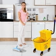 thumbnail image 2 of Mop Bucket, Commercial Bucket for Mopping on Wheels with Potable Handle, Mop Bucket with Wringer for Home, Household, Office, Bathroom, Yellow (25 Quarts), 2 of 9
