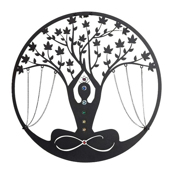 Binwennn Christmas Ornament Pack Medtitation Metal Wall Arts Yoga Arts Wall Abstract Yoga Meditation Metal Wall Hanging Home Bedroom Yoga Room Peaces Wall