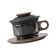 thumbnail image 2 of Tazas de con té de té de vidrio de vidrio de vidrio separación de agua de té taza de café juego para el regalo de inauguración de la casa de negro y nogal, 2 of 8