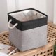 thumbnail image 1 of CHAO Juego de 1 caja de almacenamiento plegable de yute y algodón con asa, cesta para la colada, armario de almacenamiento para estante, librería y baño, color negro y gris, 1 of 5