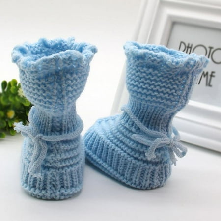 

Hazel Tech Handmade Newborn Baby Crib Shoes Infant Boys Girls Crochet Knit winter warm Booties TQ