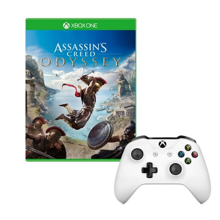 Xbox One S Controller in White with Assassin's Creed Odyssey Game