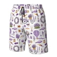 thumbnail image 6 of Uemuo Lavender Flowers Pattern Men's Swim Trunks Hawaiian Beach Bathing Suit Swimsuits Beach Quick-Dry Shorts with Pockets-, 6 of 9