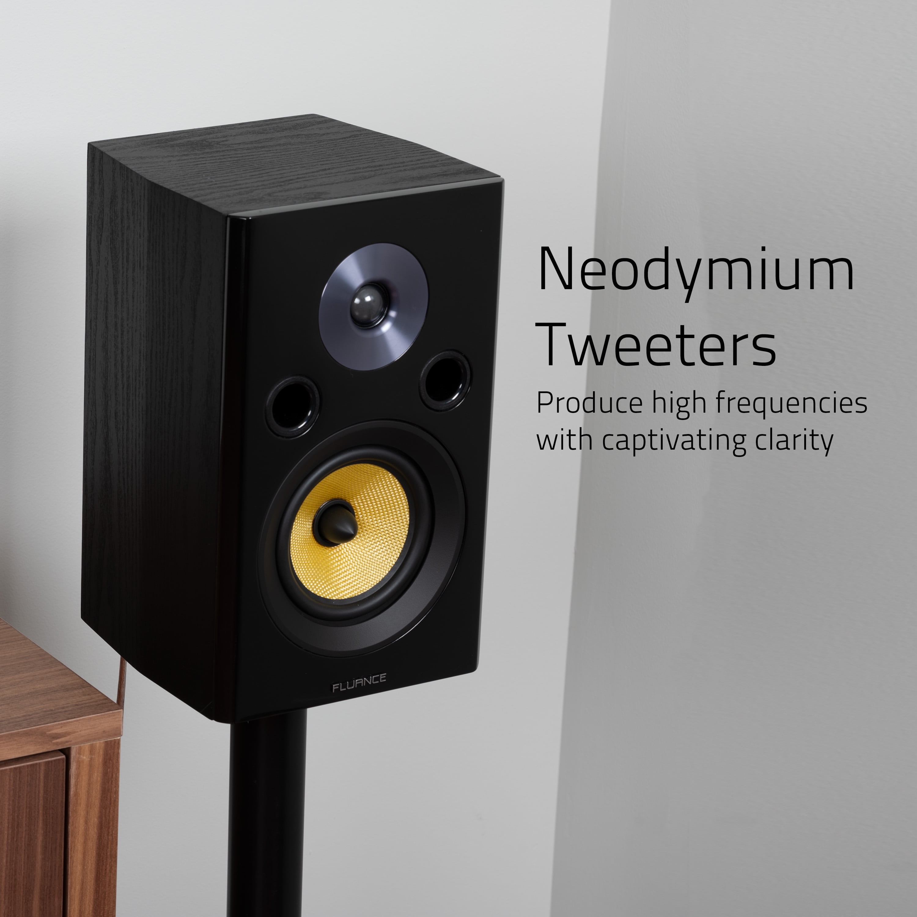 Fluance Signature HiFi 2-Way Bookshelf Surround Sound Speakers for 2-Channel Stereo Listening or Home Theater System - Black Ash/Pair (HFS)