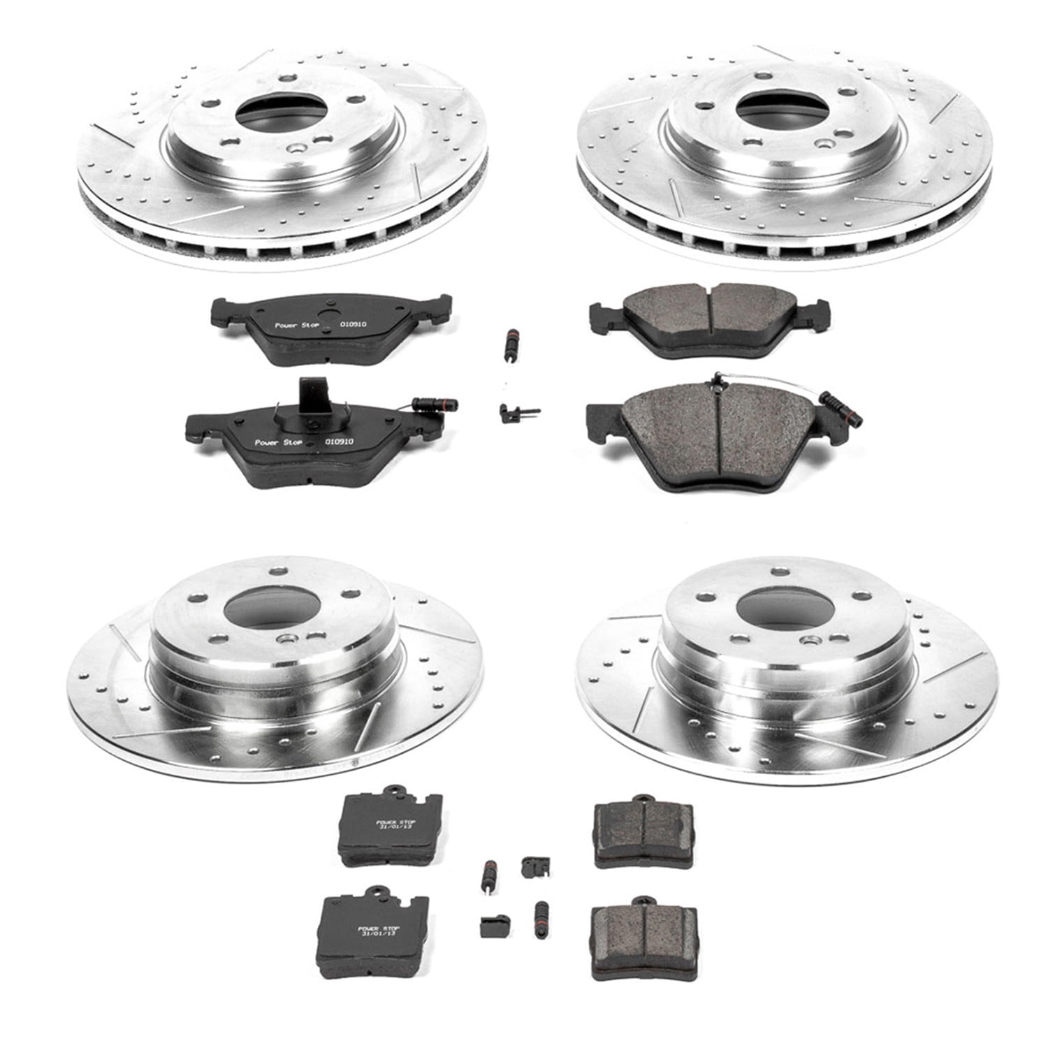 PowerStop Front and Rear Z23 Evolution Sport Carbon-Fiber Ceramic Brake Pad and Drilled & Slotted Rotor Kit Fits: MERCEDES-BENZ Select Models K2790