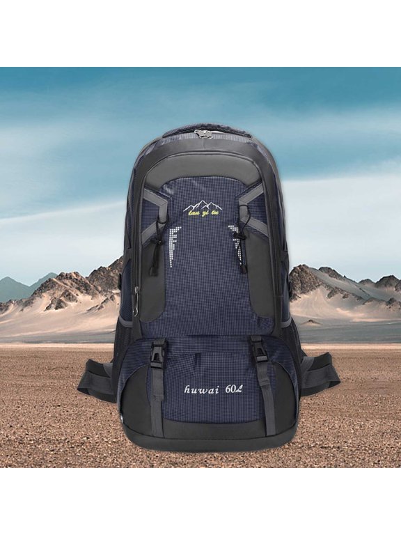 60L Hiking Backpack, Nylon, 13.8x9.4x24.4in, for Men Women, Tear-Resistant, Multi-Pockets, for Camping Trekking Climbing