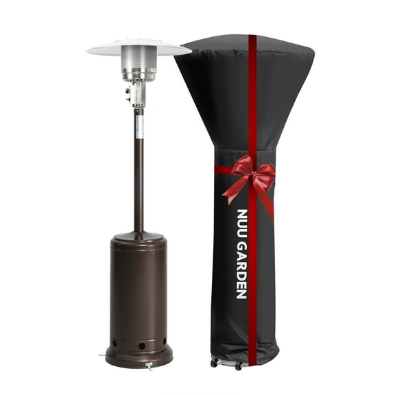 Nuu Garden Outdoor Patio Heater Propane Gas Standing Heater with Wheels,Water-Resistant Oxford Cover,Brown