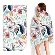 Hehanda Double-Sided Velvet Quick-Drying Beach Towel -- Microfiber Beach Swimming Towel