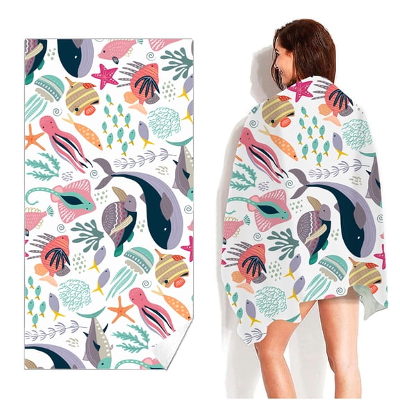 Hehanda Double-Sided Velvet Quick-Drying Beach Towel -- Microfiber Beach Swimming Towel