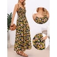 thumbnail image 2 of DARING DIVA Women's Boho Floral Maxi Spaghetti Strap V-Neck Sundress L Black Yellow, 2 of 6