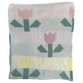 thumbnail image 3 of Floral Sweater Knit Throw Blanket with Pastel Tulips, Soft & Cozy Warm 48"x58", 3 of 5