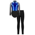 thumbnail image 2 of iiniim Girls Dance Unitard Ice Skating Outfits Long Sleeve Gymnastics Leotard with Yoga Leggings Pants Set Activewear Blue 8, 2 of 7