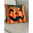 thumbnail image 5 of Jack-O-Lantern Face Halloween Pillow Case - 18" x 18", Orange Smiling Pumpkin, Halloween Decorations, Classroom, Office, Home Decor, Decorative Pillow, Halloween Party, 5 of 8