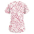 thumbnail image 2 of Valentine's Day Women's Nurse Uniforms Summer Love Heart Printed V Neck Breathable Workwear Shirt Short Sleeve Professionals Soft Stretch T-Shirts with Pockets multicolor Medium, 2 of 4