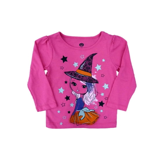 Happy Halloween Infant & Toddler Girls Pink Witch T-shirt Glittery Tee Shirt 12m