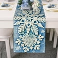 thumbnail image 6 of Winter Snowflake Blue Table Runner, Christmas Snow Kitchen Dining Table Decoration, Seasonal Burlap Indoor Outdoor Home Decor Party Supply 13.8 x 90 Inches, 6 of 6
