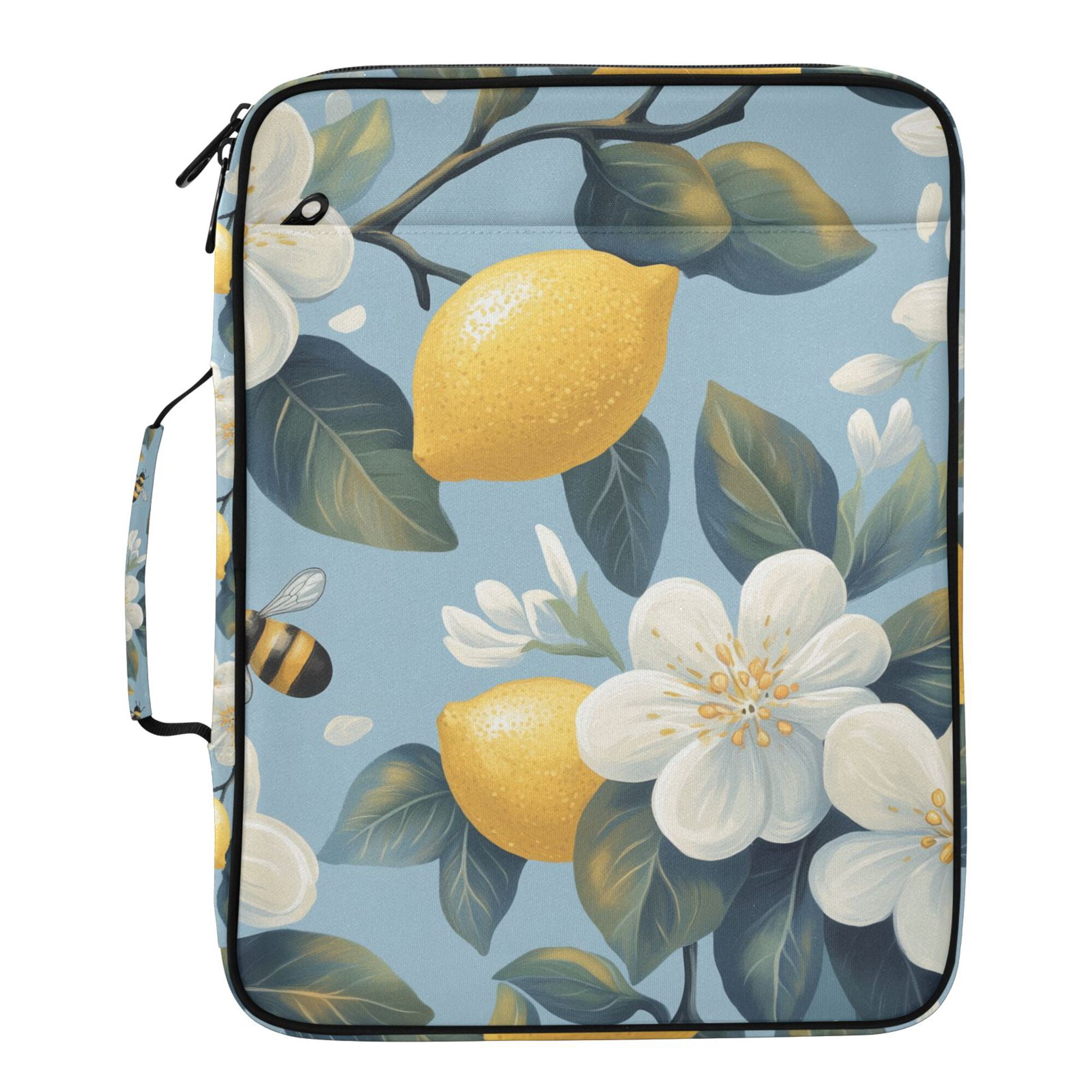 FORMRS Accordion File Folder A4 Size 7-Pocket Expanding Document Organizer Bag with 3 Ring Binder, Lemon Pattern