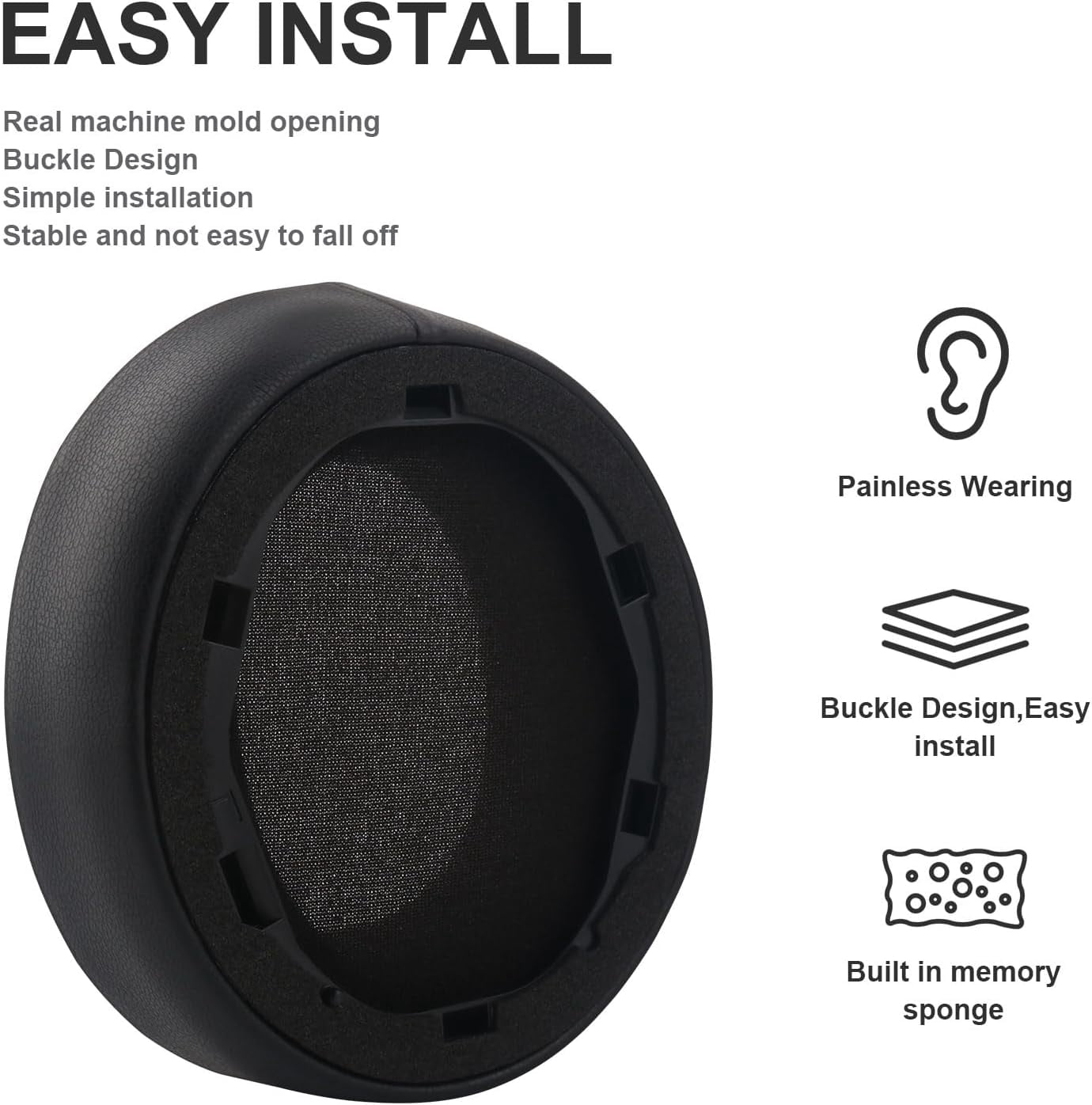 HRTGFD-Life Q30 Q35 Cooling Gel Ear Pads Replacement Ear Pads Cushions Compatible with Anker Soundcore Life Q30 / Q35 BT Headphones Comfort Memory Foam Replacement Headset Earpads Ear Cups Cover - Bl