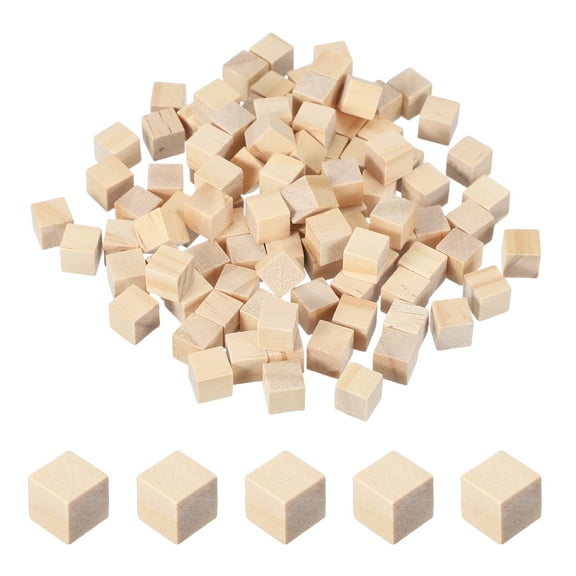 100 Pcs Wooden Blocks, 0.4 Inch Square Natural Wooden Block Unfinished Wood Cube for DIY Craft Art Project Painting Decoration, Natural