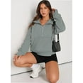 thumbnail image 3 of Womens Half Zip Sweatshirts Cropped Long Sleeve Hoodies Oversized Quarter Zip Up Pullover Tops, 3 of 5