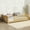 Natural, variant on Yoneston Kids Twin Size Floor Platform Bed Frame with Built-in Book Rack Storage & Guardrails for Toddlers Teens Boys Girls Bedroom Furniture, Natural