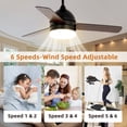 thumbnail image 3 of 48" Black Ceiling Fan with Light, Remote Control Reversible DC Motor for Bedroom & Living Room (48"L x 48"W x 13.9"H), 3 of 7