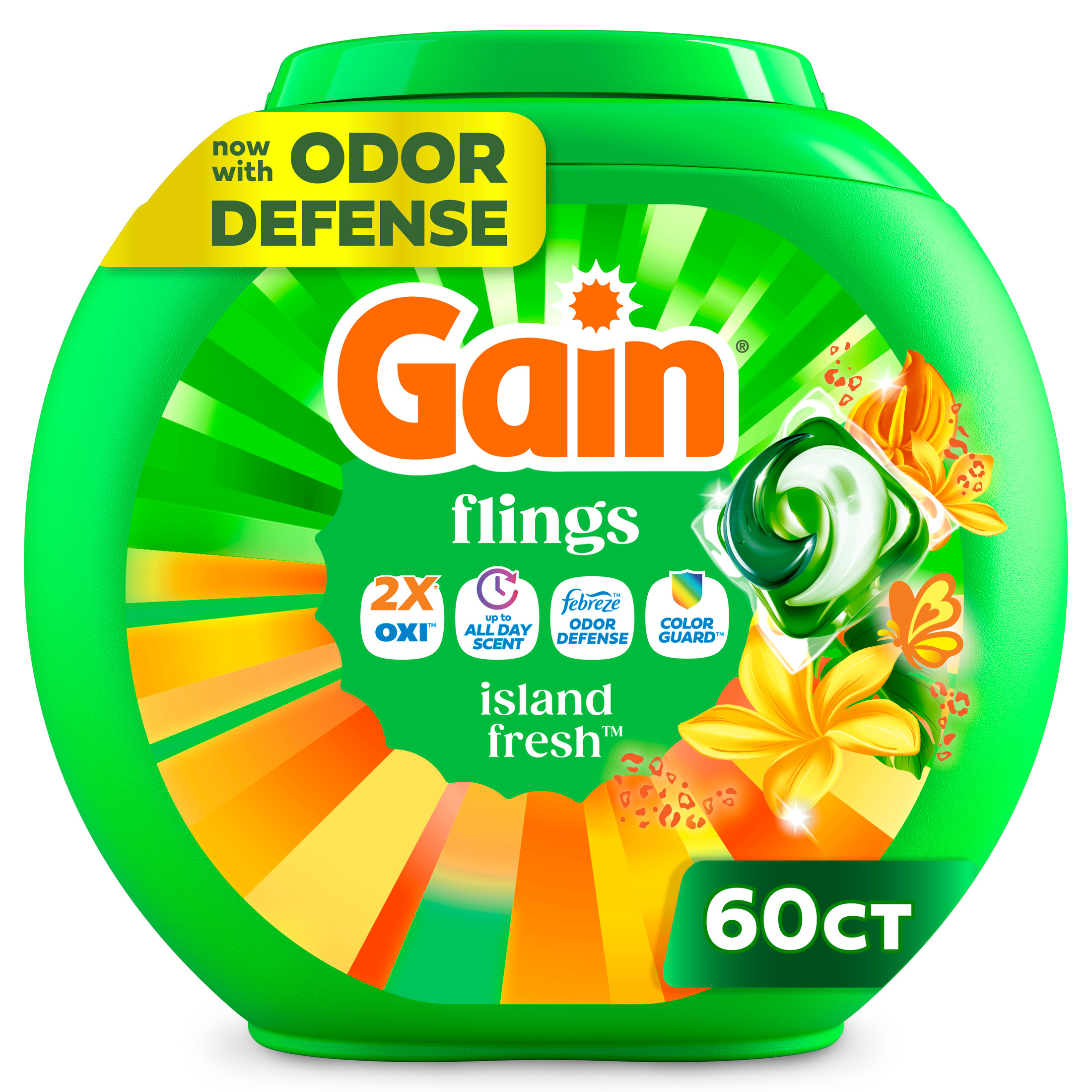 Gain Flings Laundry Detergent Pacs Island Fresh 60 Count photo 1