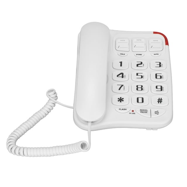 Teléfono de Botón Grande, Teléfono Fijo Portátil Protección de Truyos Múltiples Funciones 3 Teclas de Imagen Enchufar y Jugar para el Hogar para la Oficina