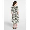 thumbnail image 3 of Time and Tru Women's Cotton Tiered Midi Dress with Elbow Length Sleeves, Sizes XS-XXXL, 3 of 5