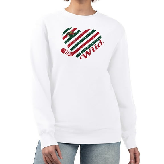 Women's G-III 4Her by Carl Banks  White Minnesota Wild Heart Graphic Pullover Sweatshirt