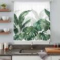thumbnail image 4 of Palm Leaves Tropical Sheer Curtains 54 Inches Long, Green Botanical Summer Light Filering Curtains, Breathable Simi Curtain Privacy Drapes for Kitchen Bathroom Lightweight Small Window Treatment, 4 of 9