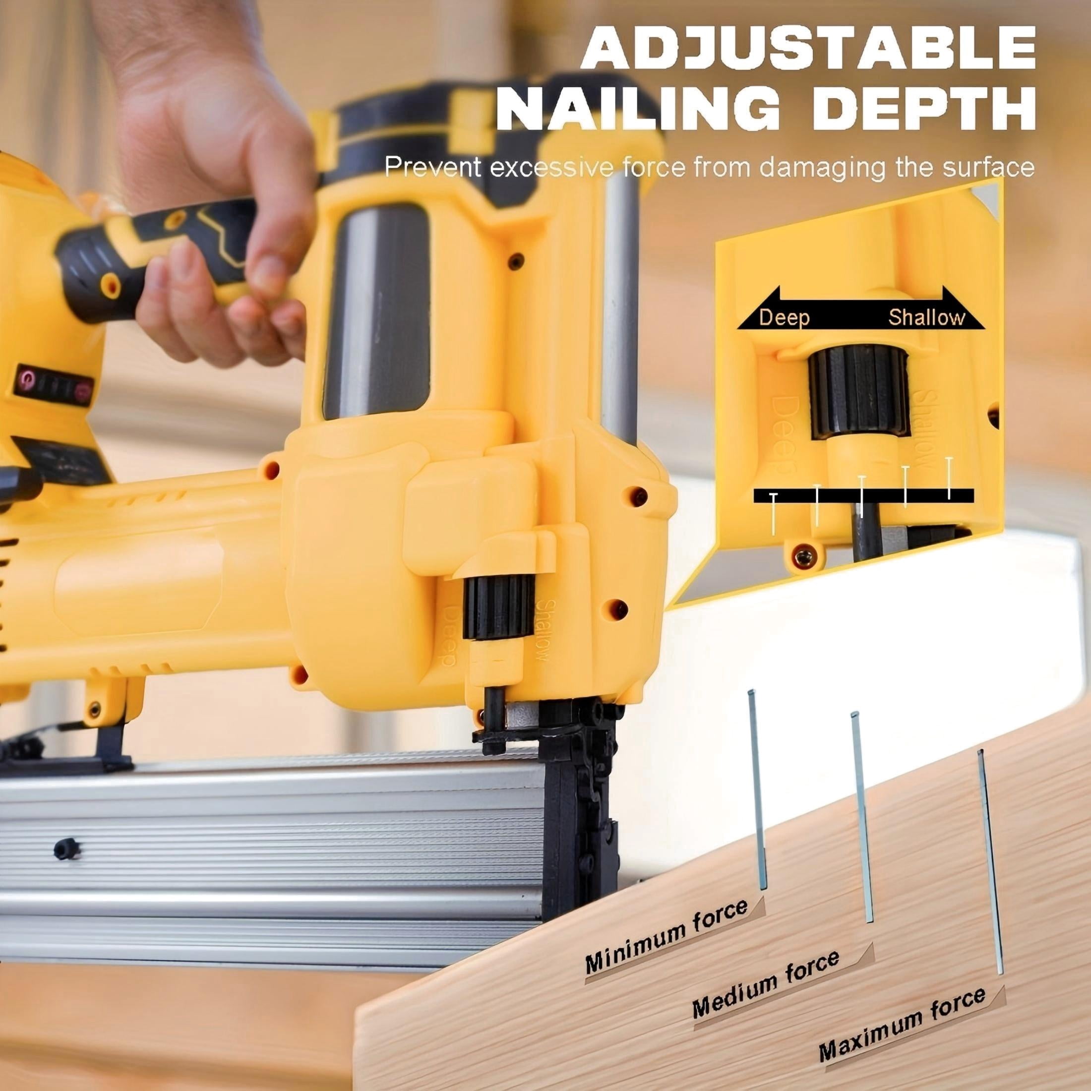 ELECMAPS AirStrike 20-Volt Cordless Brad Nailer, 18-Gauge for Woodworking, Compatible with Dewalt 20V Battery (Battery Not Included)