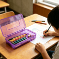 thumbnail image 6 of OCCOA Plastic Pencil Box Large Capacity, 8x5x2 Inch Clear Storage Box with Snap Tight Lid, Stackable Office Supplies Organizer for Desk ,C, 6 of 7