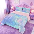 thumbnail image 2 of meiyoeat Blue Swirl Background Full Size Comforter Sets,Iridescent Abstract Print Bedding Comforter Set For Girl,Reversible,3pcs,1 Comforter and 2 Pillowcases, 2 of 7