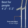 thumbnail image 4 of Medline Lightweight Aluminum Young Adult Walking Forearm Crutches, 1 Pair, Adjustable Height 4' 2" to 5' 2", Supports up to 250 lbs, 4 of 5