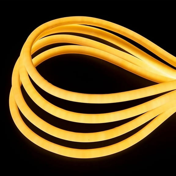 Warm White Neon Light Strip 18FT Flexible Neon Rope Lights Indoor Outdoor Led Strip Lights Waterproof 120LEDs/M AC 110VPlug and Neon LED Lights for Bedroom Home Commercial Lighting