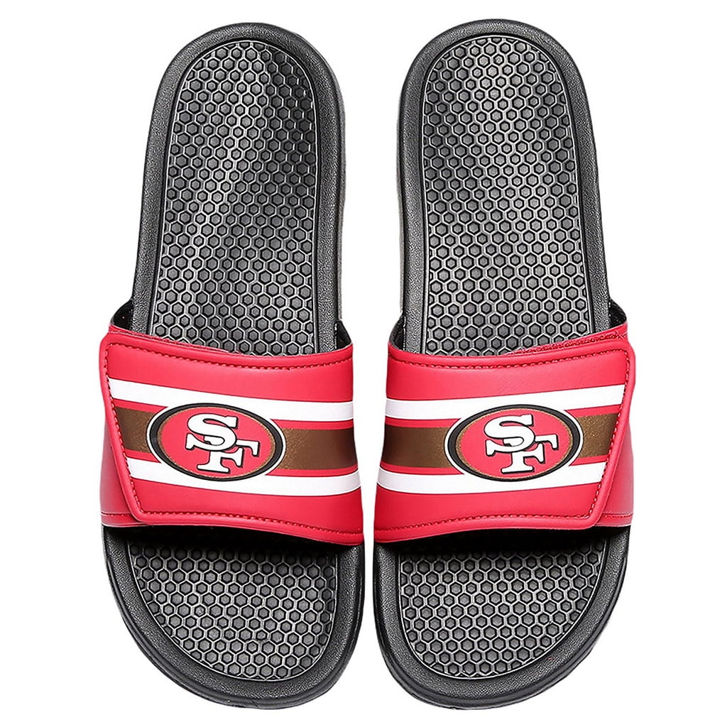 San Francisco 49ers NFL Men's Stripe Shower Slide Flip Flops Sports Mem